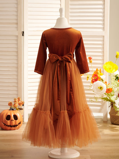 Velvet Ankle-length Winter Flower Girl Dress