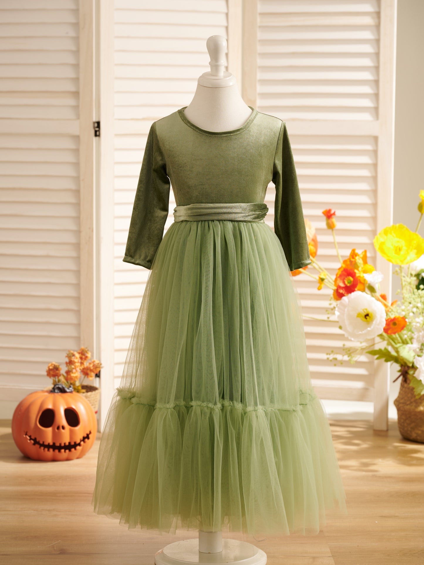 Velvet Ankle-length Winter Flower Girl Dress