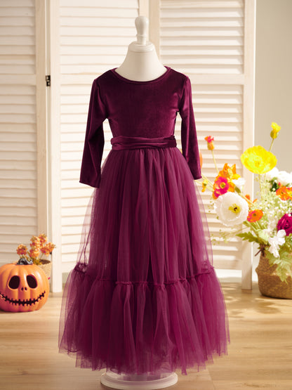 Velvet Ankle-length Winter Flower Girl Dress