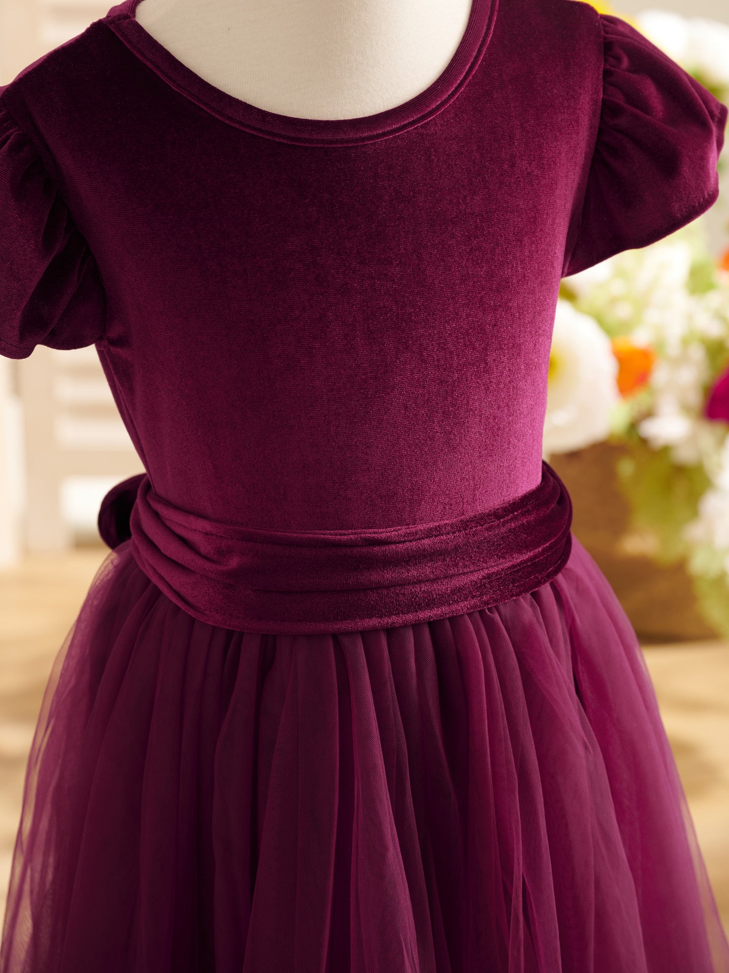 Velvet Floor-length Winter Flower Girl Dress