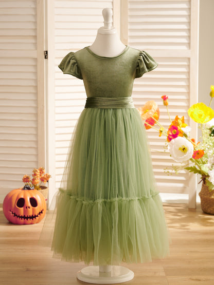 Velvet Floor-length Winter Flower Girl Dress