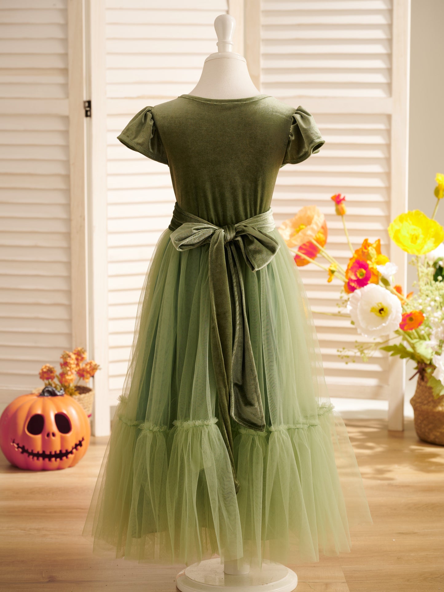 Velvet Floor-length Winter Flower Girl Dress