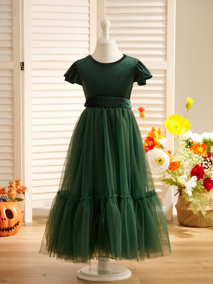 Velvet Floor-length Winter Flower Girl Dress