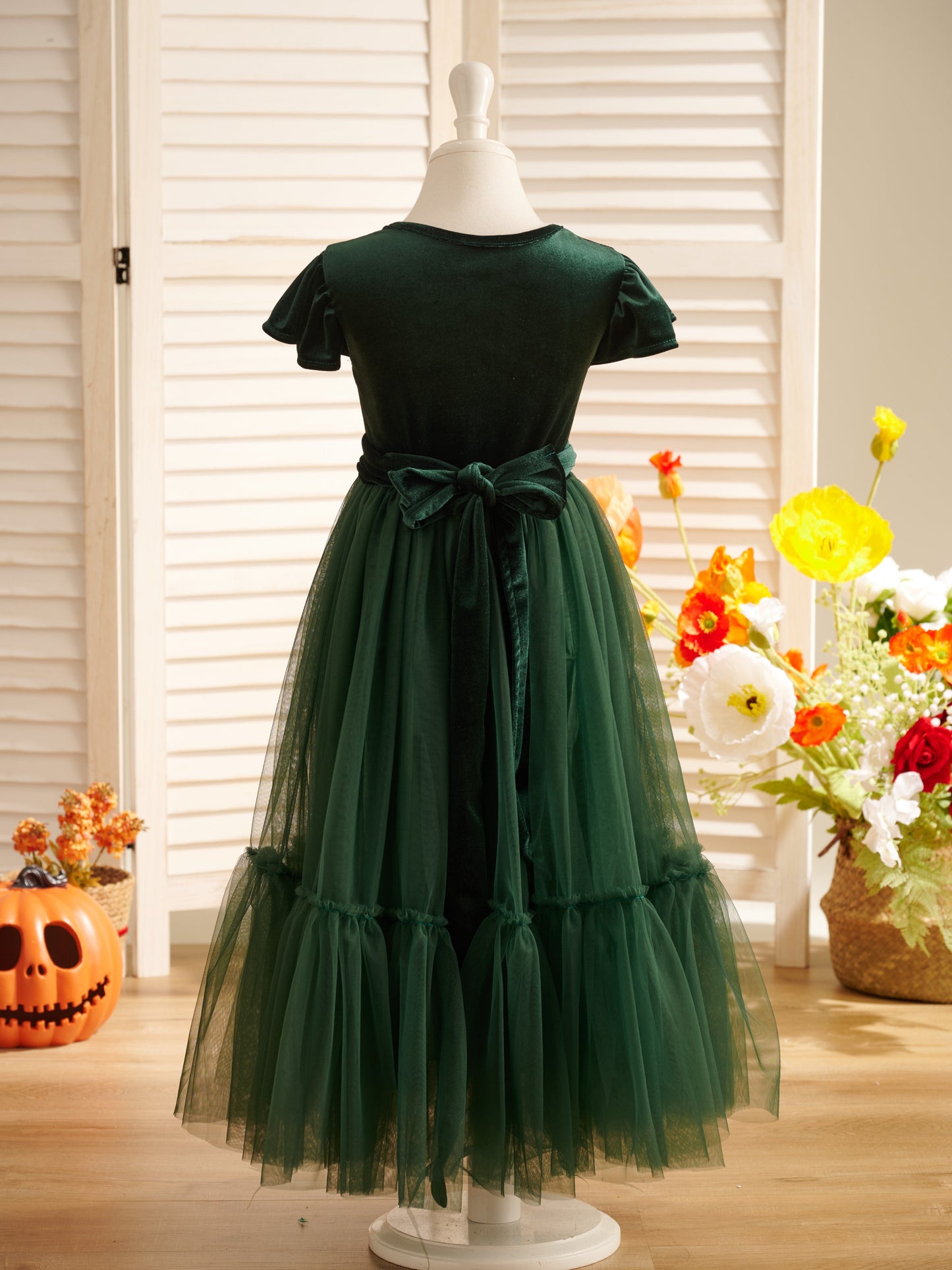 Velvet Floor-length Winter Flower Girl Dress