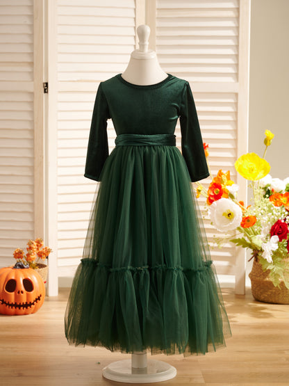 Velvet Ankle-length Winter Flower Girl Dress