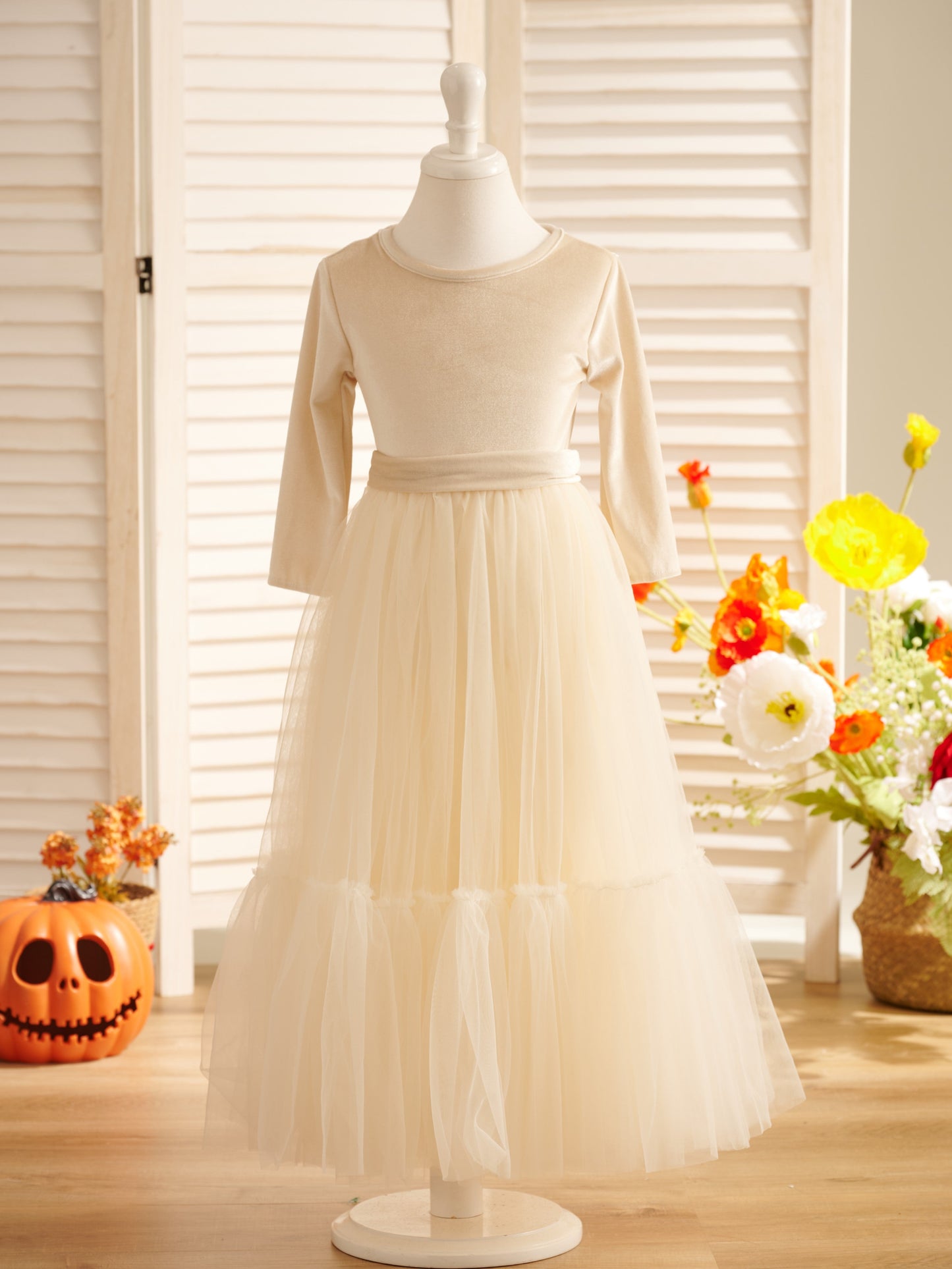 Velvet Ankle-length Winter Flower Girl Dress