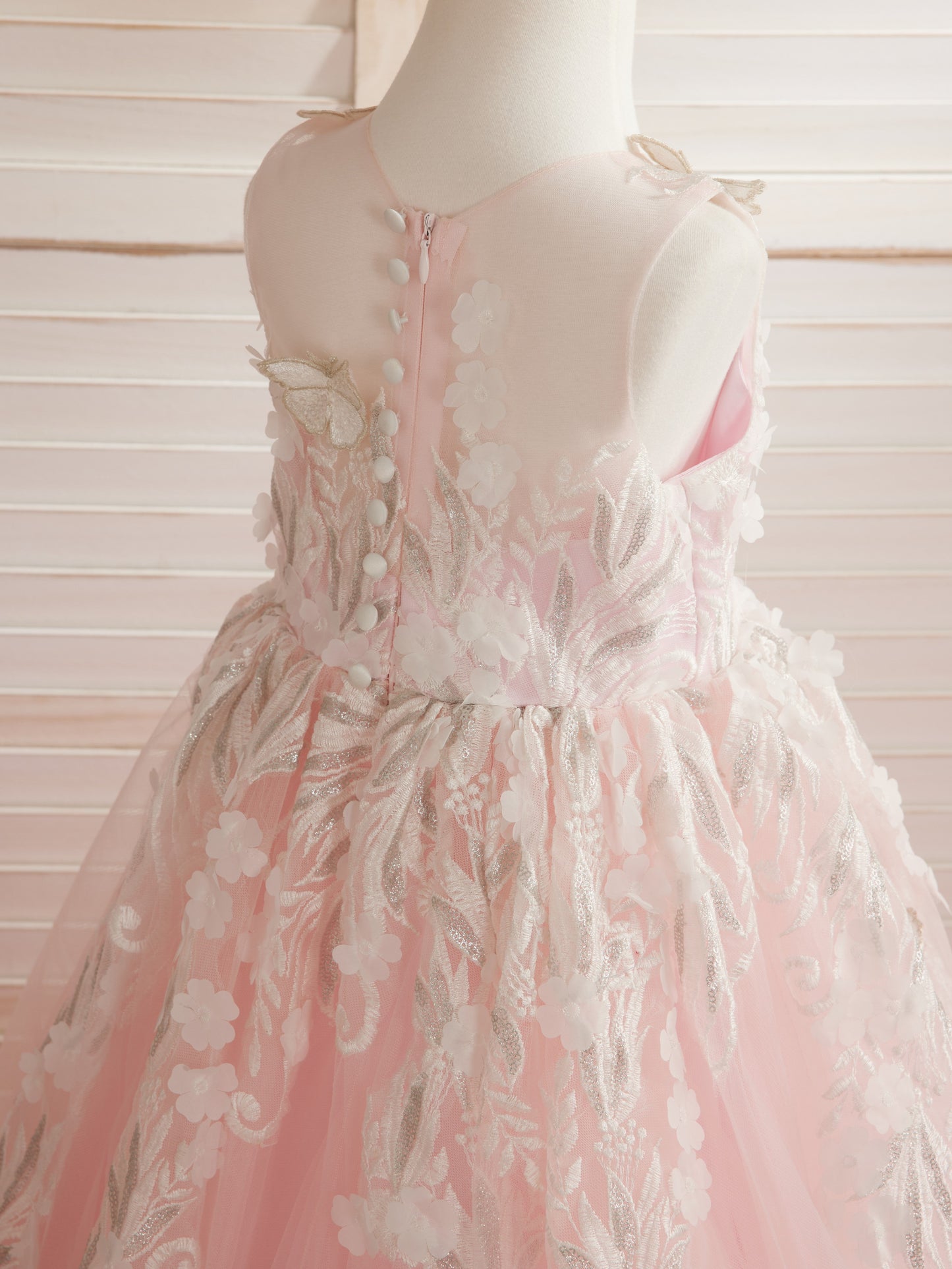 Pink Princess Ball Gown for Girls with Lace Appliqués