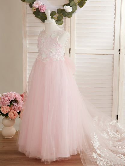 Dream Princess Sleeveless Lace and Tulle with Beading Flower Girl Dress