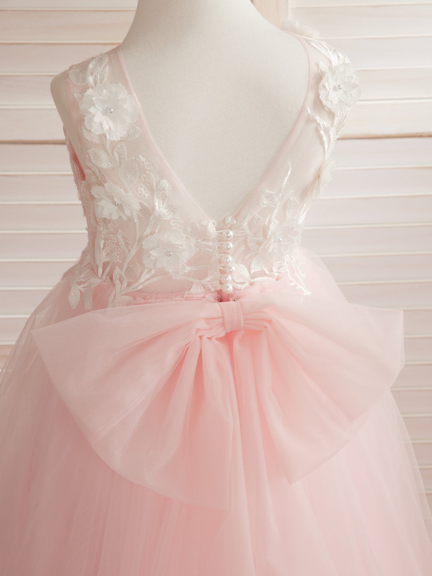 Dream Princess Sleeveless Detachable Train Flower Girl Dress