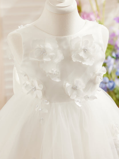 Sleeveless Tulle Knee Length Flower Girl Dress