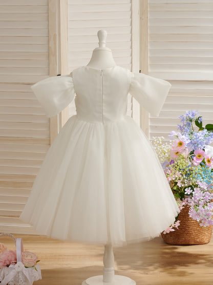 Tulle Organza Tea-length Flower Girl Dress