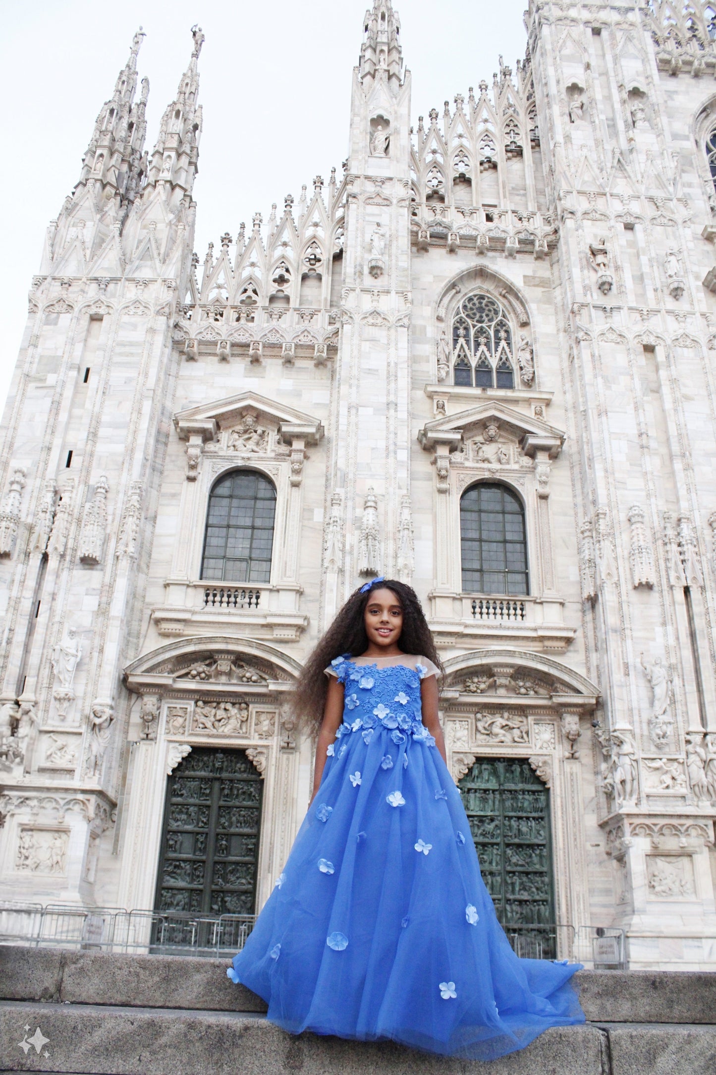 Princess Ball Gown Flower Girl Dress with Appliques and Bow Royal Blue