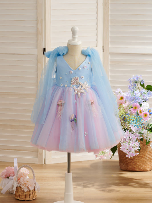 Tulle Knee-length 1st Birthday Party Baby Girl Dress