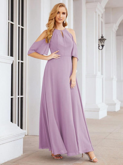 Numbersea Cold Shoulder Bridesmaid Dresses A-Line Long Formal Evening Gowns 28074-numbersea