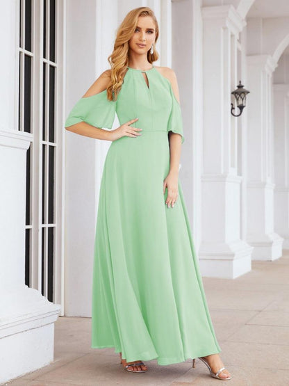 Numbersea Cold Shoulder Bridesmaid Dresses A-Line Long Formal Evening Gowns 28074-numbersea