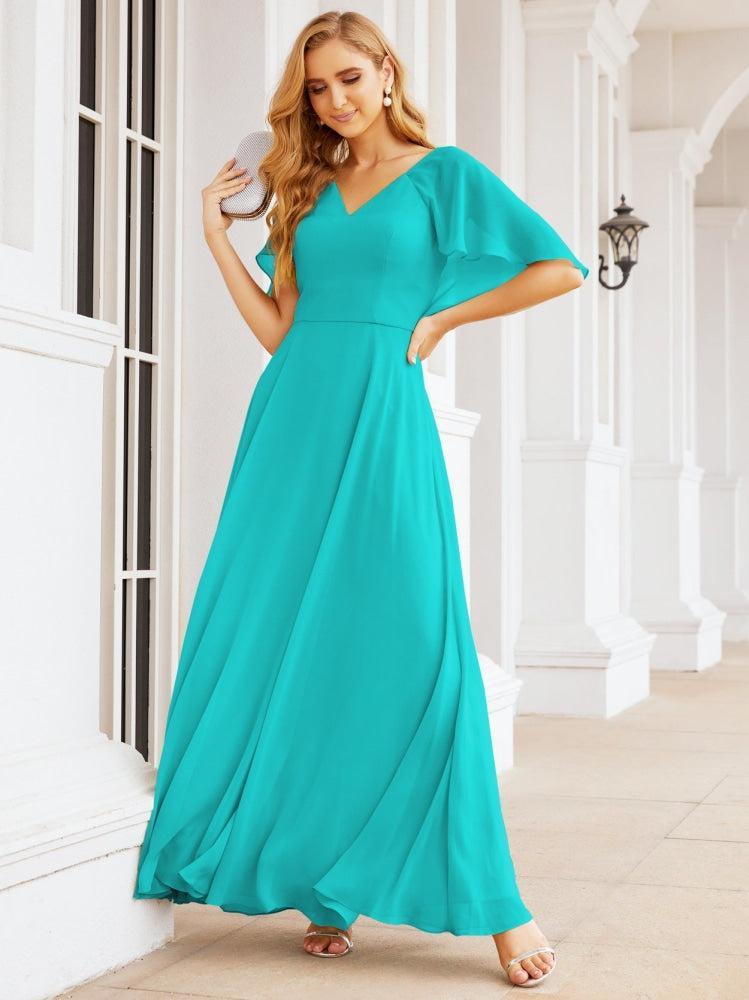 Numbersea Bridesmaid Dresses for Wedding Formal Evening Party Prom Gown with Cape 28050-numbersea