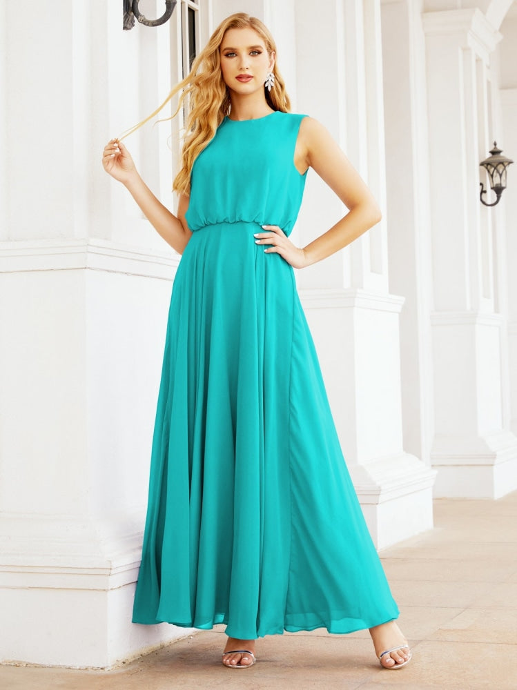 Numbersea Sleeveless Long Bridesmaid Dress A line Formal Evening Prom Gown 28025-numbersea