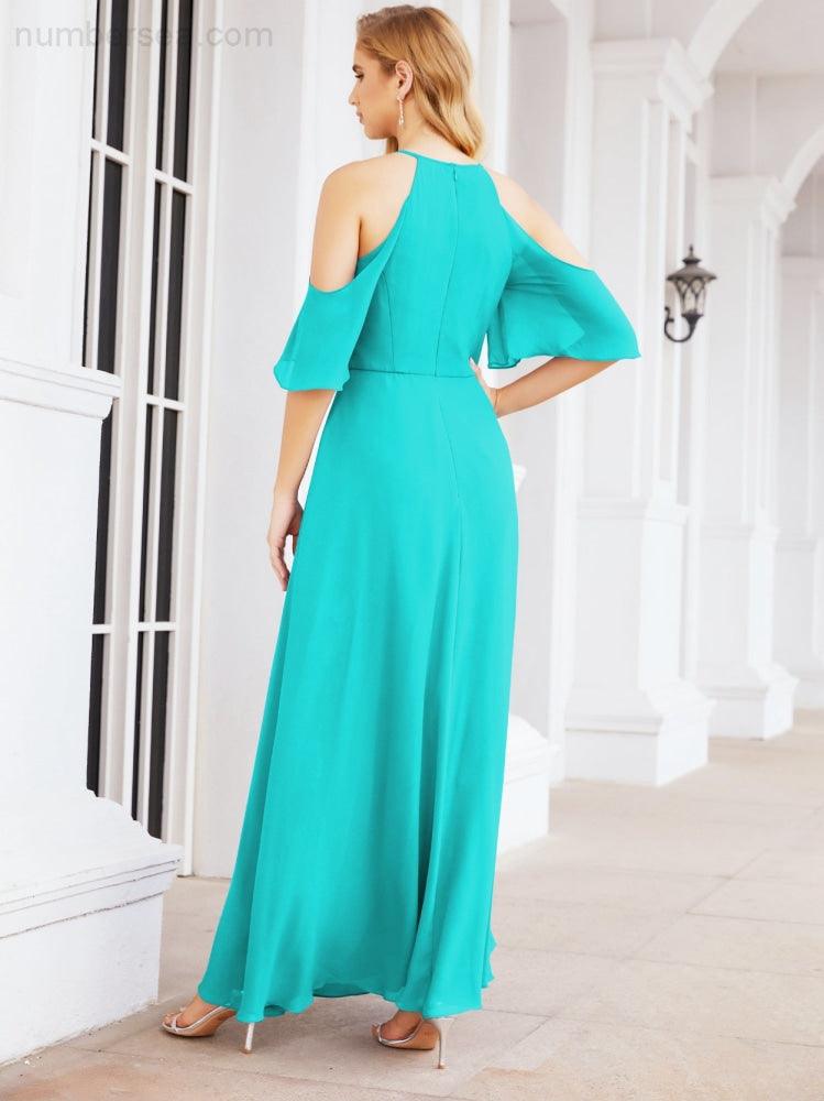 Numbersea Cold Shoulder Bridesmaid Dresses A-Line Long Formal Evening Gowns 28074-numbersea