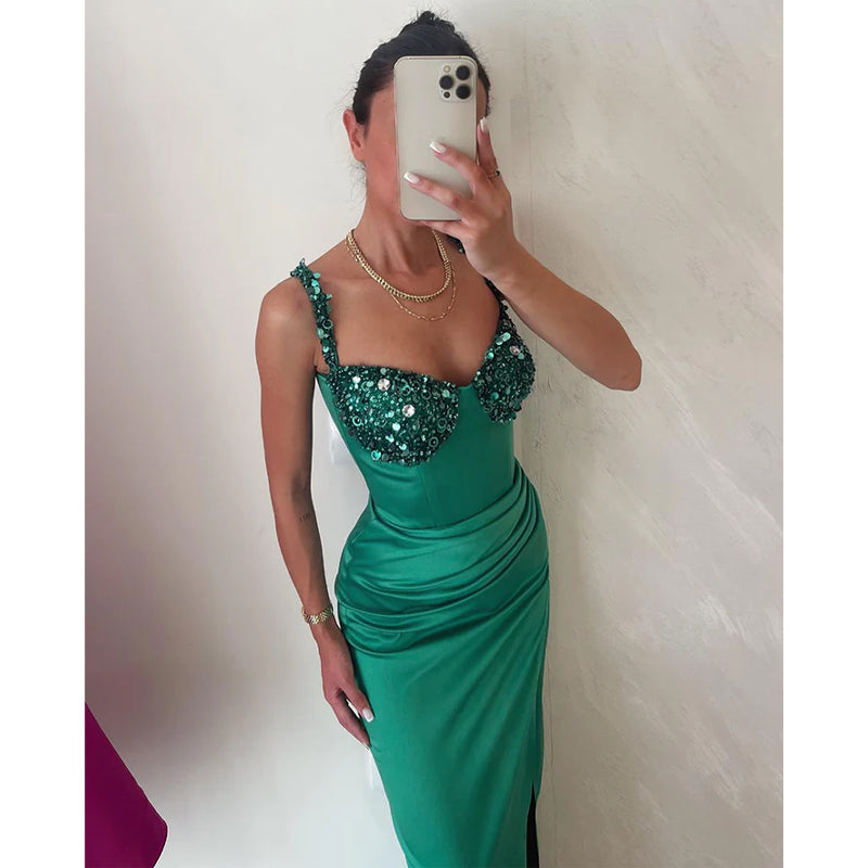 Sheath/column Sweetheart Beads Long Prom Formal Evening Dress