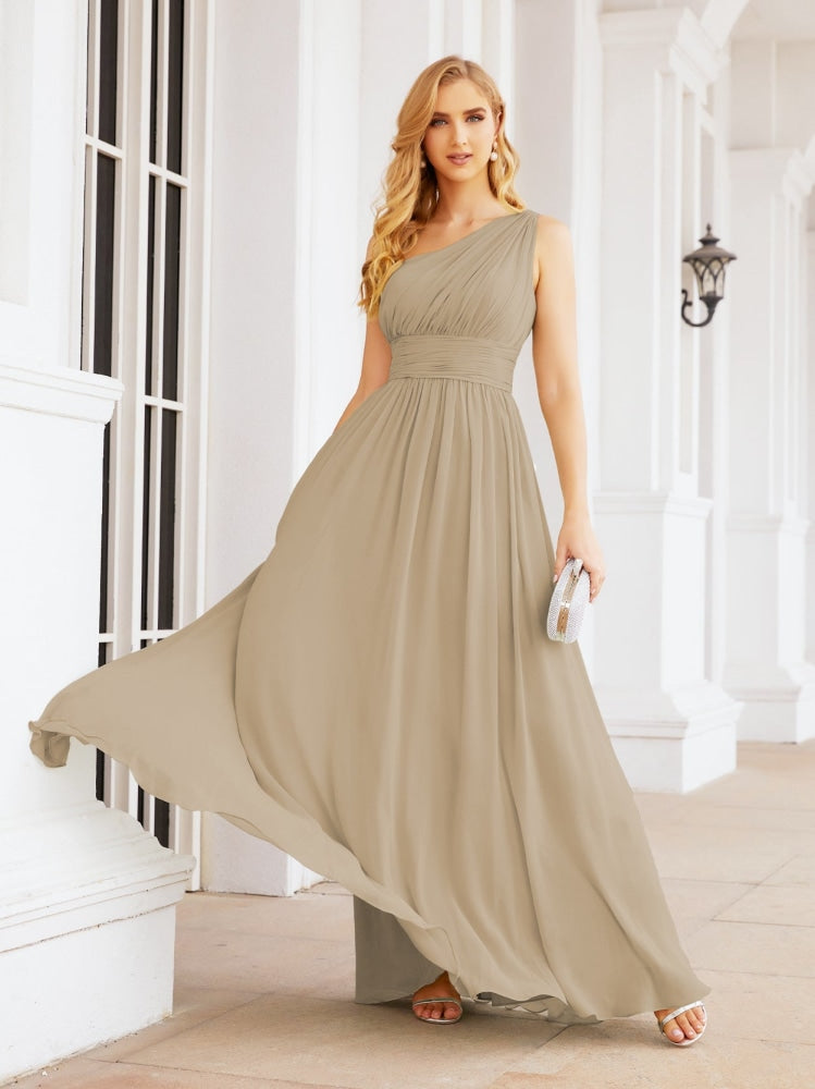 Numbersea One Shoulder Bridesmaid Dresses Long Maxi Formal Evening Party Prom Gowns 28061-numbersea