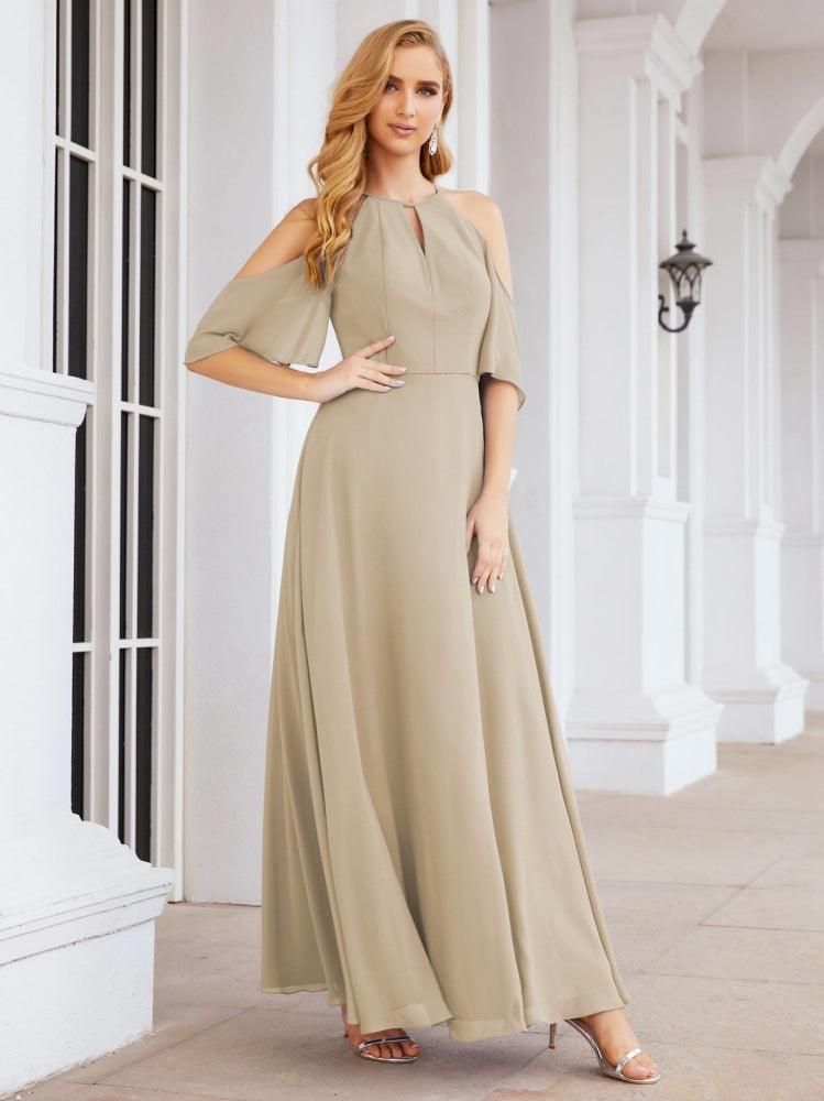 Numbersea Cold Shoulder Bridesmaid Dresses A-Line Long Formal Evening Gowns 28074-numbersea