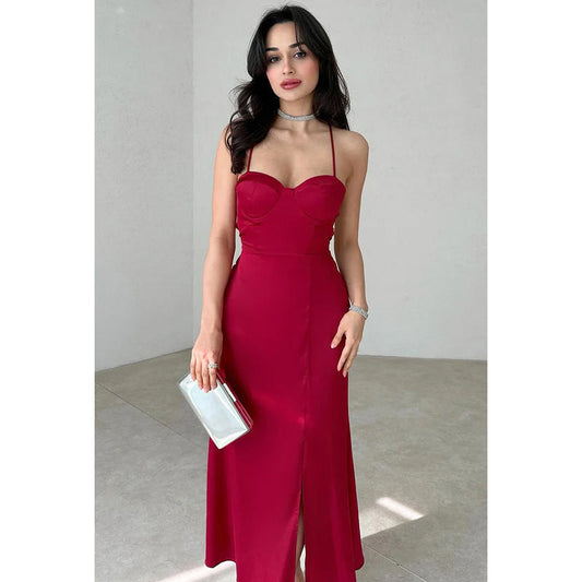 Sexy & Hot Spaghetti Sleeveless Criss-Cross Straps Slit Holiday Party Prom Dress