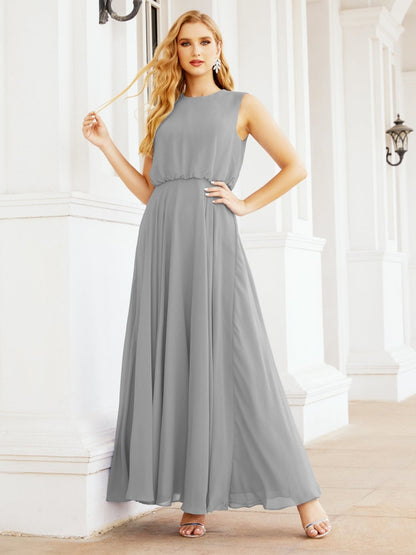 Numbersea Sleeveless Long Bridesmaid Dress A line Formal Evening Prom Gown 28025-numbersea