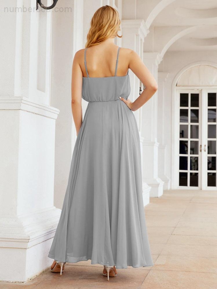 Numbersea Halter Long Bridesmaid Dresses Formal A line Juniors Dress 28029-numbersea