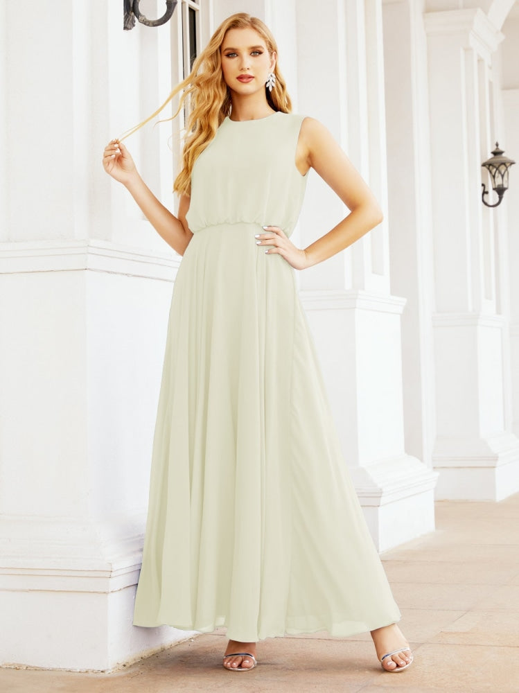 Numbersea Sleeveless Long Bridesmaid Dress A line Formal Evening Prom Gown 28025-numbersea