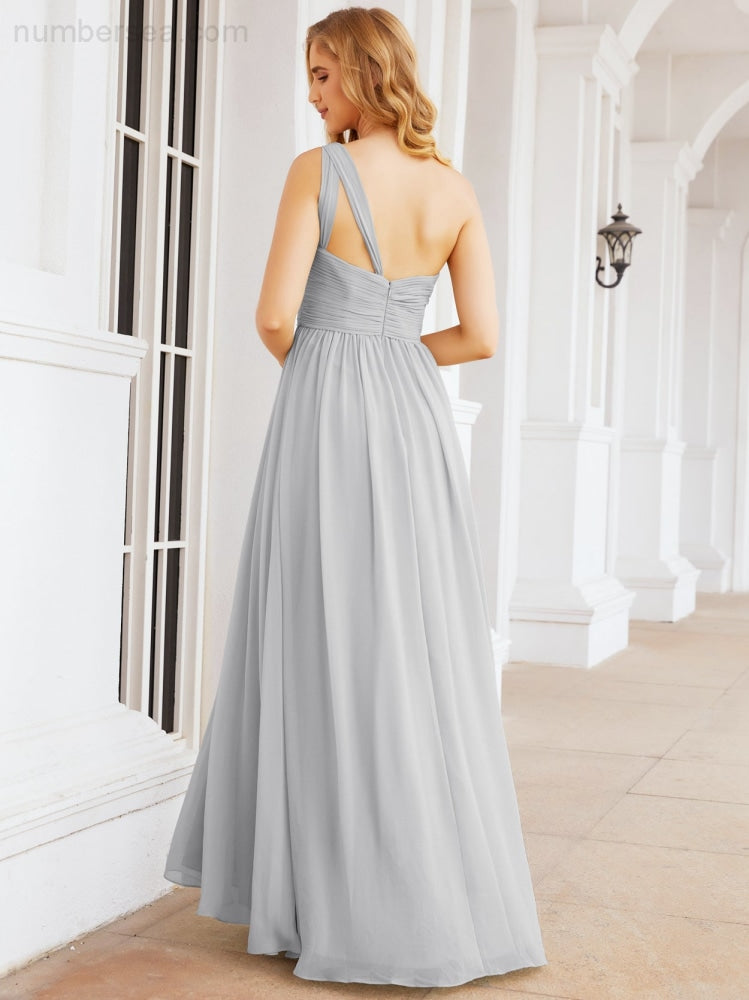 Numbersea One Shoulder Bridesmaid Dresses Long Maxi Formal Evening Party Prom Gowns 28061-numbersea