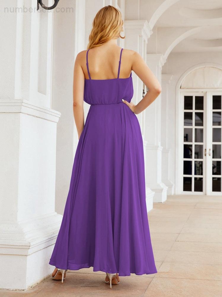 Numbersea Halter Long Bridesmaid Dresses Formal A line Juniors Dress 28029-numbersea