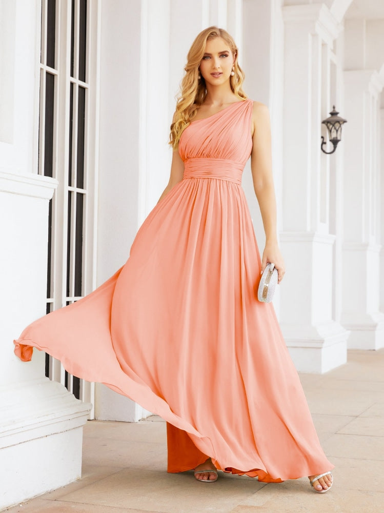 Numbersea One Shoulder Bridesmaid Dresses Long Maxi Formal Evening Party Prom Gowns 28061-numbersea