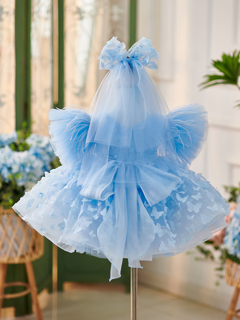 Tulle Knee-length Birthday Party Baby Girl Dress