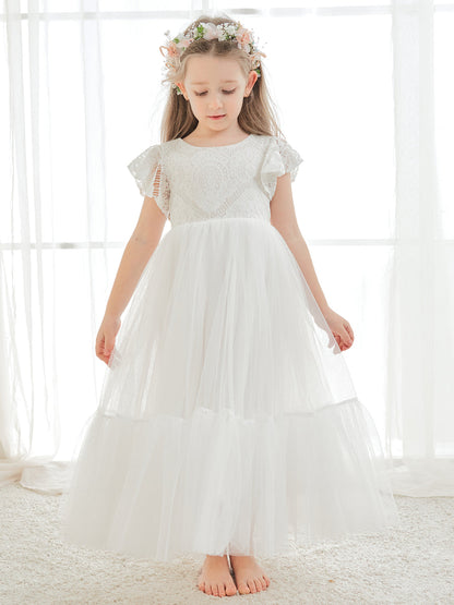 Lace Tulle Ankle-length White Dress (2003227579)