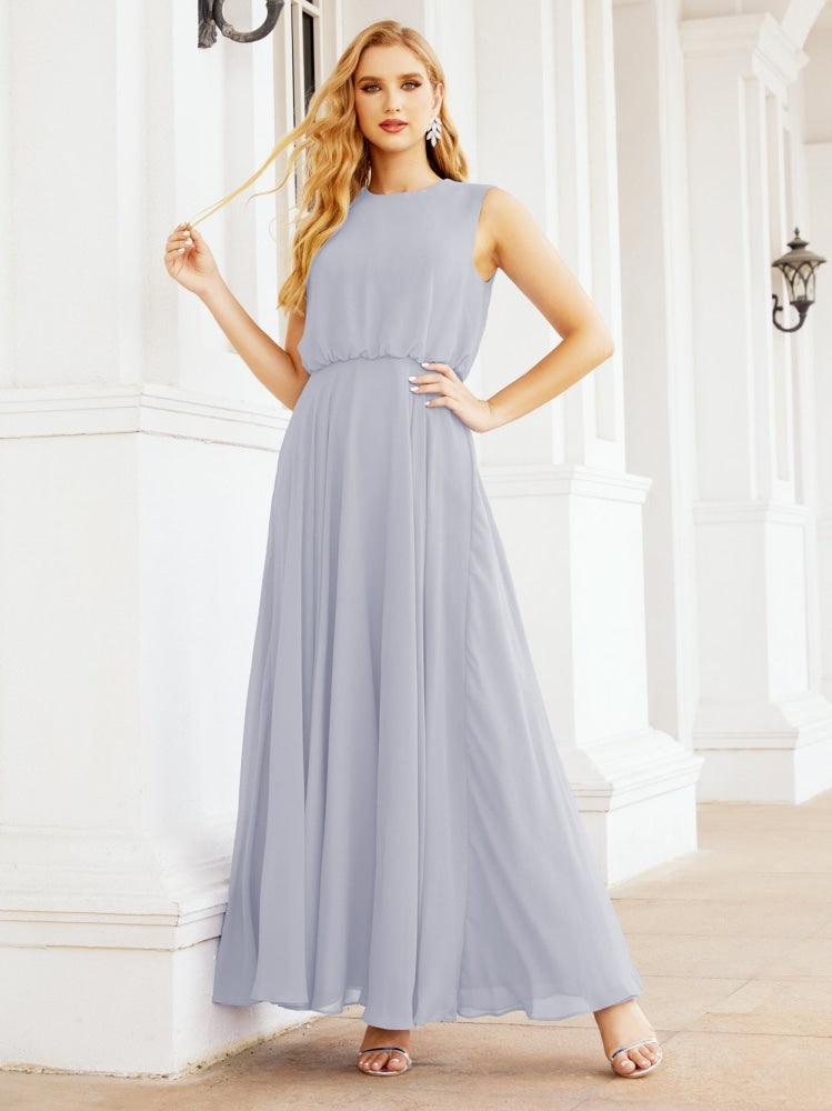 Numbersea Sleeveless Long Bridesmaid Dress A line Formal Evening Prom Gown 28025-numbersea