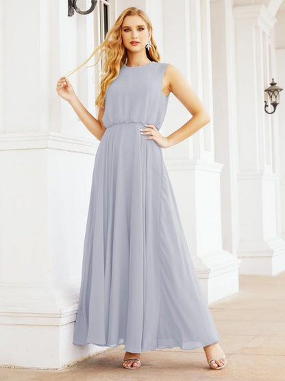 Numbersea Sleeveless Long Bridesmaid Dress A line Formal Evening Prom Gown 28025-numbersea