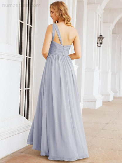 Numbersea One Shoulder Bridesmaid Dresses Long Maxi Formal Evening Party Prom Gowns 28061-numbersea