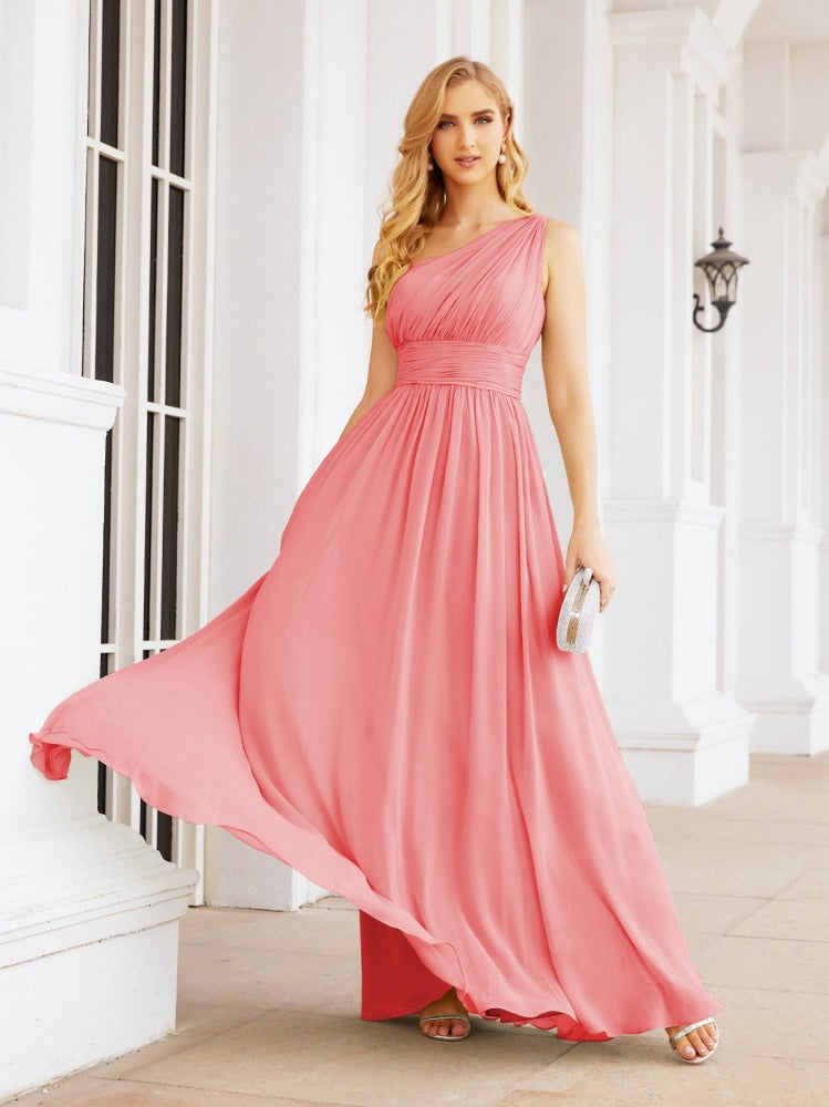 Numbersea One Shoulder Bridesmaid Dresses Long Maxi Formal Evening Party Prom Gowns 28061-numbersea