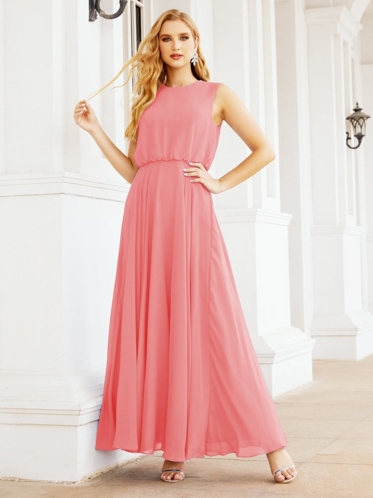 Numbersea Sleeveless Long Bridesmaid Dress A line Formal Evening Prom Gown 28025-numbersea