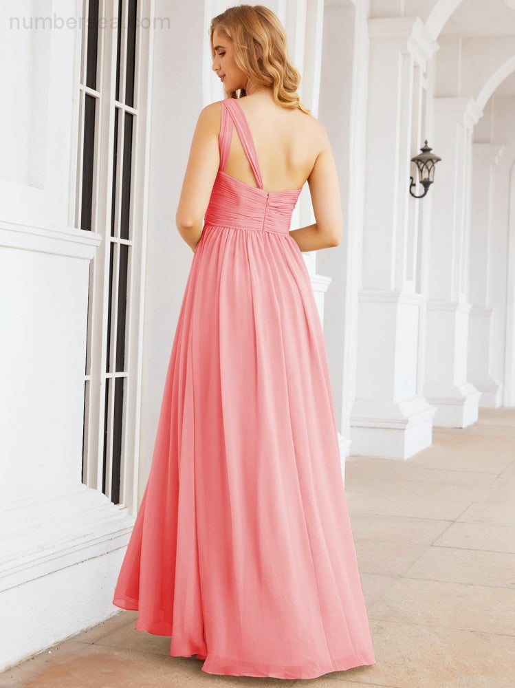 Numbersea One Shoulder Bridesmaid Dresses Long Maxi Formal Evening Party Prom Gowns 28061-numbersea