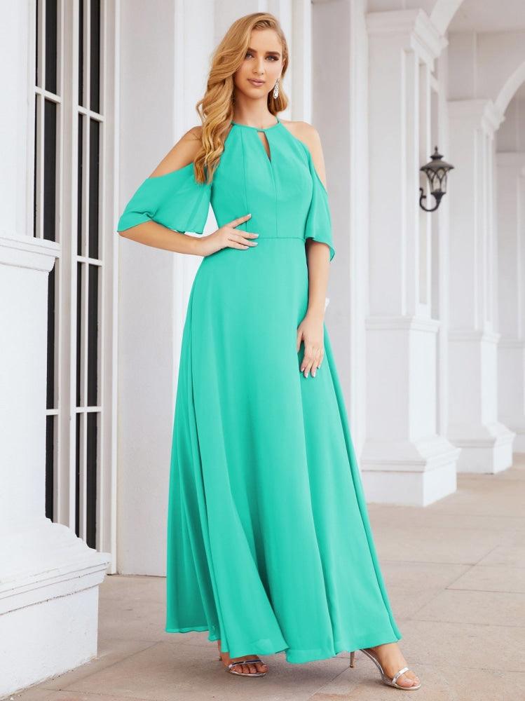 Numbersea Cold Shoulder Bridesmaid Dresses A-Line Long Formal Evening Gowns 28074-numbersea