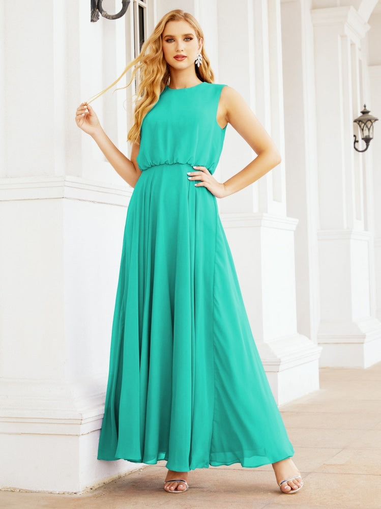 Numbersea Sleeveless Long Bridesmaid Dress A line Formal Evening Prom Gown 28025-numbersea