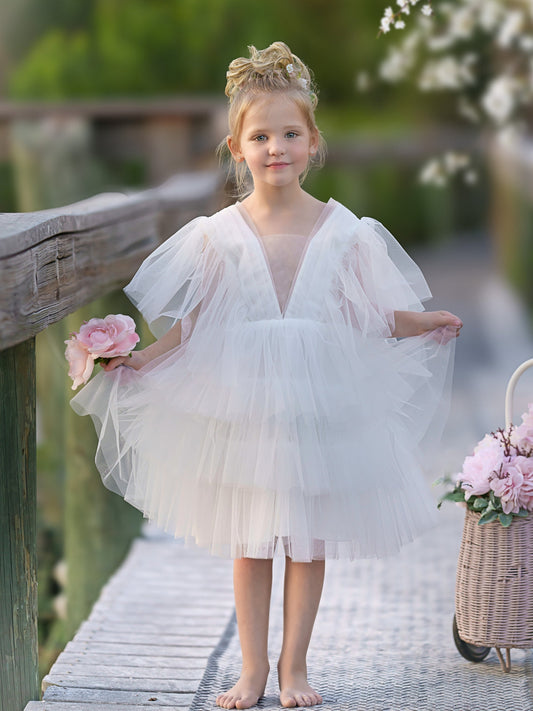 Enchanted Garden Fairy Elegant Tulle Toddler Flower Girl Dress