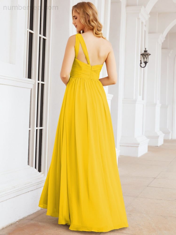 Numbersea One Shoulder Bridesmaid Dresses Long Maxi Formal Evening Party Prom Gowns 28061-numbersea