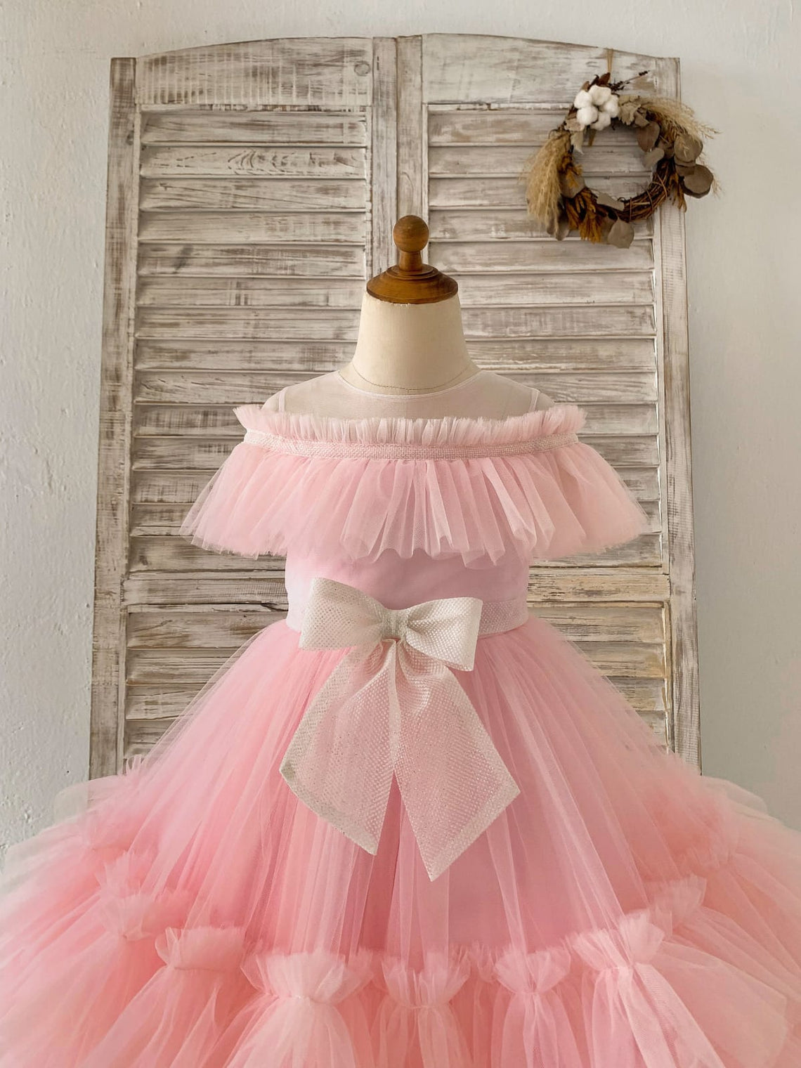 Tulle Knee-length Pink Dress (2003227601)