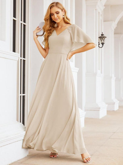 Numbersea Bridesmaid Dresses for Wedding Formal Evening Party Prom Gown with Cape 28050-numbersea