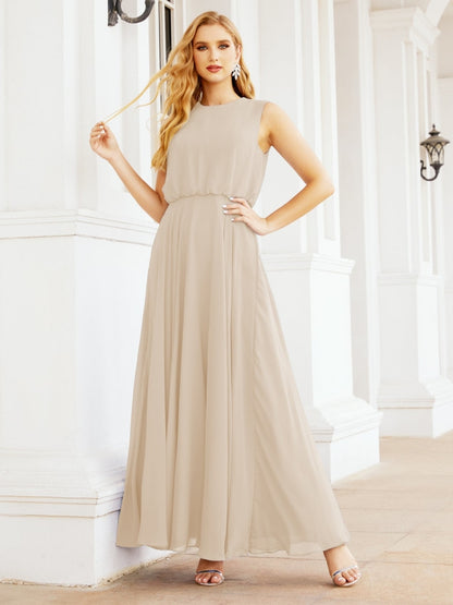 Numbersea Sleeveless Long Bridesmaid Dress A line Formal Evening Prom Gown 28025-numbersea