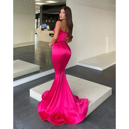 Spaghetti Straps Simple Mermaid Prom Dress