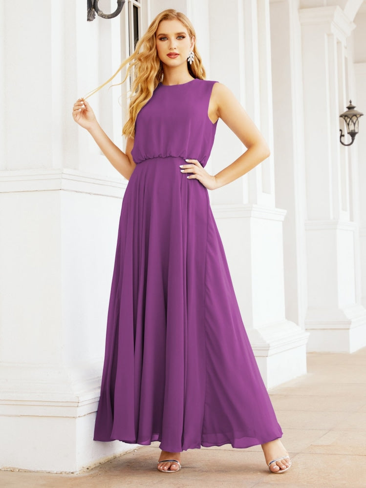 Numbersea Sleeveless Long Bridesmaid Dress A line Formal Evening Prom Gown 28025-numbersea