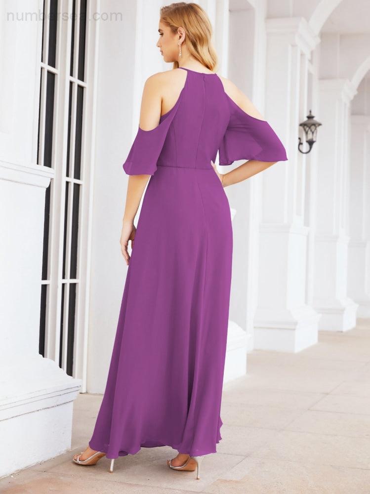 Numbersea Cold Shoulder Bridesmaid Dresses A-Line Long Formal Evening Gowns 28074-numbersea